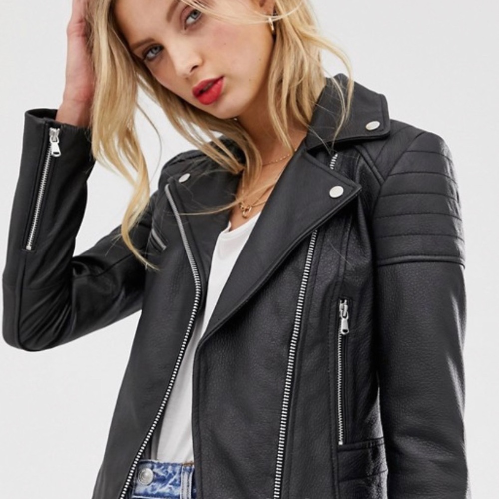 Miss Selfridge Faux Leather Biker Jacket - US 10